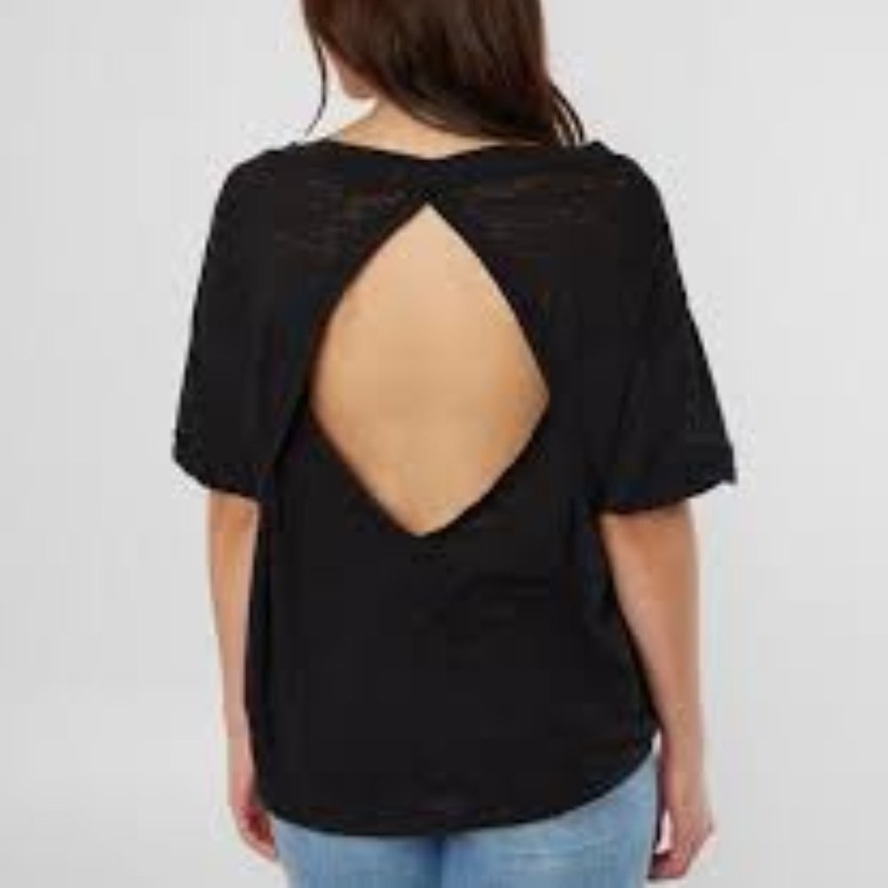 Free People Sz M Viola Open Back Tee - Picture 2 of 8